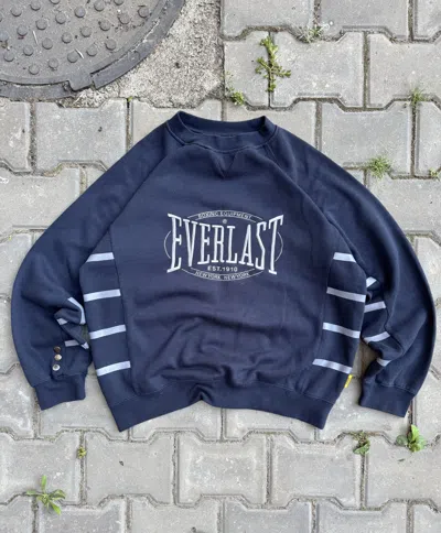 Pre-owned If Six Was Nine Vtg 90's Everlast Boxing Sweatshirt Navy Spell Out Size M In Blue