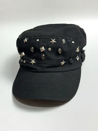 Pre-owned If Six Was Nine X Kmrii Gothic Skull Studded Hat Distressed In Black