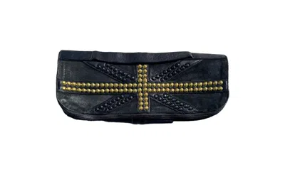 Pre-owned If Six Was Nine X Kmrii Union Jack Studded Clutch Bag In Black/gold