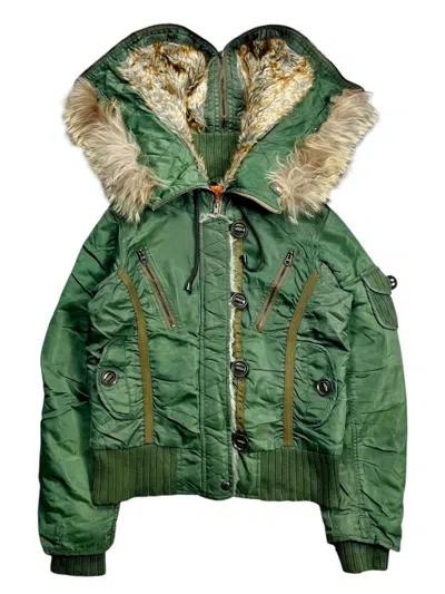 Pre-owned If Six Was Nine X Le Grande Bleu L G B 2000s Avirex - Apocalypse Style Fur Hoodie Bomber Jacket In Green