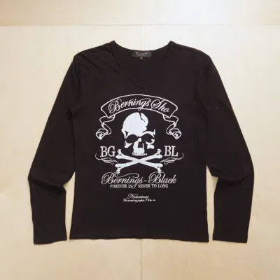 Pre-owned If Six Was Nine X Le Grande Bleu L G B Berning Sho Skull Asymmetric Long Sleeve Tee In Black
