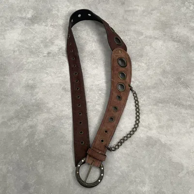 Pre-owned If Six Was Nine X Le Grande Bleu L G B Brown Fur Belt With Chain Punk Cowboy Vintage Styled