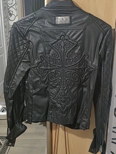 Pre-owned If Six Was Nine X Le Grande Bleu L G B Cross Leather Jacket Lgb / Ifsixwasnine / Affliction Style In Black