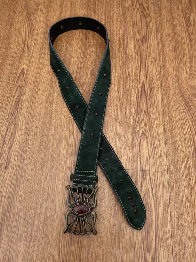 Pre-owned If Six Was Nine X Le Grande Bleu L G B Dark Green Suede Belt