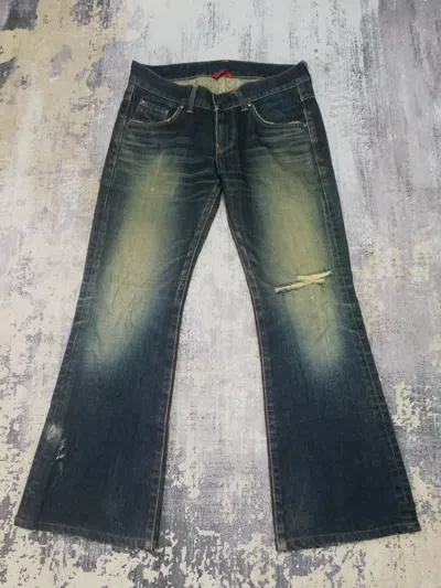 Pre-owned If Six Was Nine X Le Grande Bleu L G B Distressed Edwin 503 Flared Jeans Ifsixwasnine 34x29 In Blue