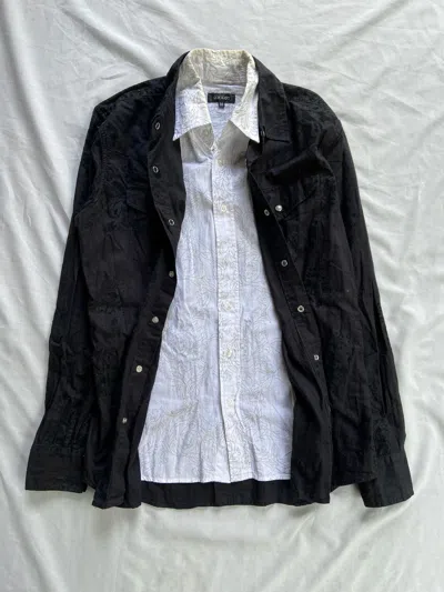 Pre-owned If Six Was Nine X Le Grande Bleu L G B Double Layer Omkoe Japanese Style Button Down Shirt In Black/white