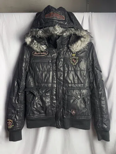 Pre-owned If Six Was Nine X Le Grande Bleu L G B Fur Puffer Nicole Hideaways Hoodie Patch Jacket (size Medium) In Multi