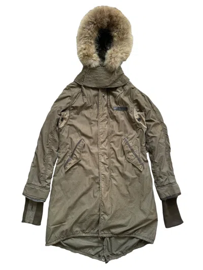 Pre-owned If Six Was Nine X Le Grande Bleu L G B Goa Military Archive Garment Fur Hooded Parka In Brown