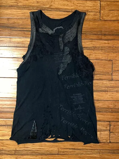 Pre-owned If Six Was Nine X Le Grande Bleu L G B Ifsixwasnine Pierced Leather Tank Top Patchwork In Black