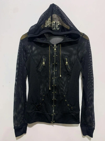 Pre-owned If Six Was Nine X Le Grande Bleu L G B Issue Japanese Fishnet Hoodie Studded Skull Archived Lgb In Black