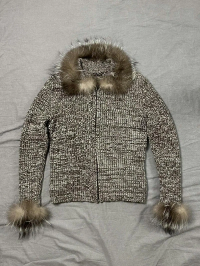Pre-owned If Six Was Nine X Le Grande Bleu L G B Japan Lgb If Six Was Nine Style Faux Fur Zip Sweater Jacket In Brown