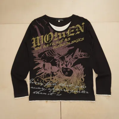 Pre-owned If Six Was Nine X Le Grande Bleu L G B Japanese Francaise Poem Spell Out Long Sleeve Hysteric Style In Black