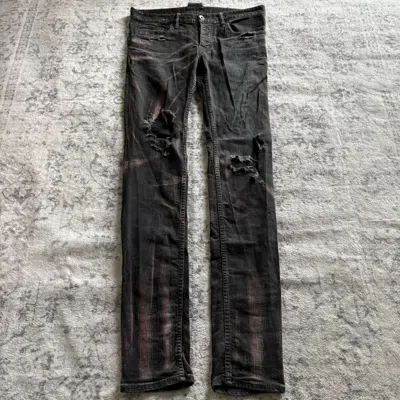 Pre-owned If Six Was Nine X Le Grande Bleu L G B Lgb Red Arrow Skinny Distressed Denim Jeans Black | Size 33