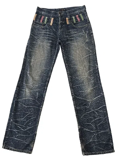 Pre-owned If Six Was Nine X Le Grande Bleu L G B Nylaus Design Double Waist Distressed Denim In Blue Black