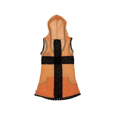 Pre-owned If Six Was Nine X Le Grande Bleu L G B Orange Big Cross & Skull Sleeveless Mesh Hoodie (size Medium)
