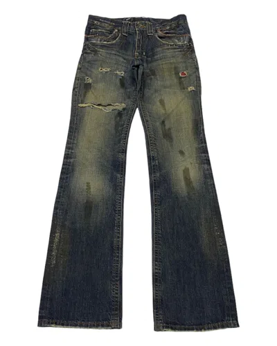 Pre-owned If Six Was Nine X Le Grande Bleu L G B Semantic Design Flare Jeans Distressed Eagle Embroidery In Blue