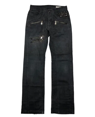 Pre-owned If Six Was Nine X Le Grande Bleu L G B Semantic Design Flare Zipper Pants In Blue Black