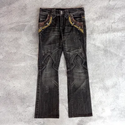 Pre-owned If Six Was Nine X Le Grande Bleu L G B Semantic Design Snakeskin Flared Jeans In Black