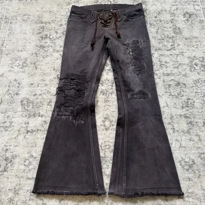 Pre-owned If Six Was Nine X Le Grande Bleu L G B Veronica Guerrilla Lace-up Jeans In Dark Gray