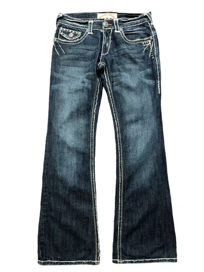 Pre-owned If Six Was Nine X Le Grande Bleu L G B Vintage Laguna Beach Button Skull Rope Stitch Flare Jeans In Blue