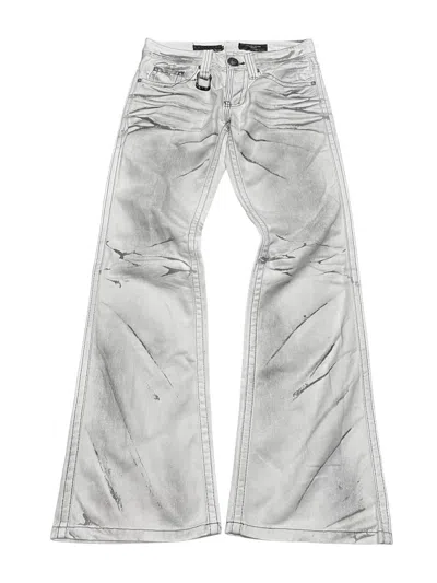 Pre-owned If Six Was Nine X Le Grande Bleu L G B Xfrm By Beans Flared Distressed Clawmark Denim Pants In White