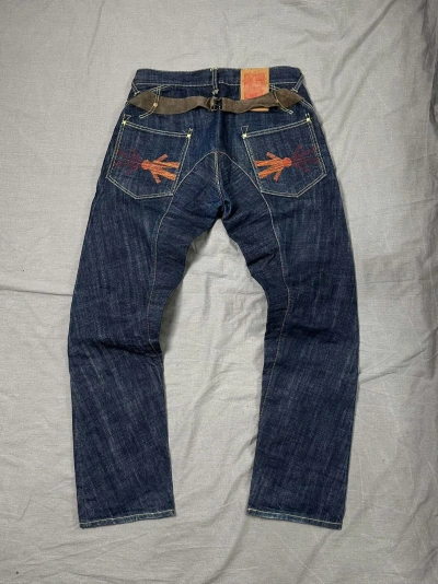 Pre-owned If Six Was Nine X Le Grande Bleu L G B Y2k Jjin Material Denim Pants Faded Distressed Flare Japan In Navy