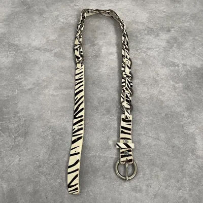 Pre-owned If Six Was Nine X Le Grande Bleu L G B Zebra Pattern Fur Belt Y2k Styled In Multi