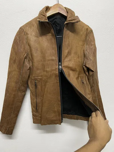 Pre-owned If Six Was Nine X Shellac 2000s Shellac Sheep Skin Biker Leather Jacket In Brown