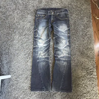 Pre-owned If Six Was Nine X Tornado Mart Flare Distressed Jeans In Blue