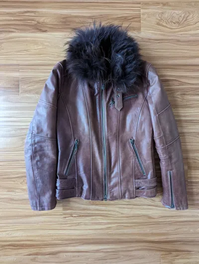 Pre-owned If Six Was Nine X Tornado Mart Leather Jacket Brown With Down Fur