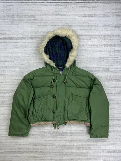 Pre-owned If Six Was Nine X Vintage Coral Reef Casual Cropped Puffer Hoodie Jacket In Green