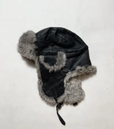 Pre-owned If Six Was Nine X Vintage Leather Vintage Ushanka Faux Fur 00s Babushka Boy In Black