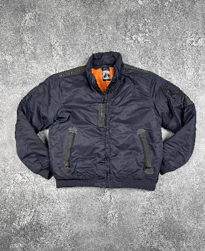 Pre-owned If Six Was Nine Y2k Location  Nylon Bomber Jacket Size Xl In Blue