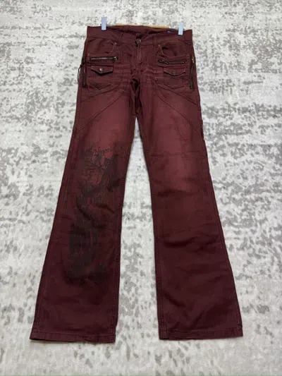 Pre-owned If Six Was Nine Y2k Semantic Design Japanese Punk Flare Jeans Gimmick Denim In Red