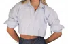 If So Button Down Crop Top In Blue & White Stripe In Blue