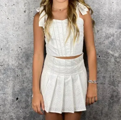 If So Kids' Eyelet Pleated Skirt In White