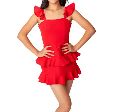 If So Kids' Tiered Ruffle Dress In Red