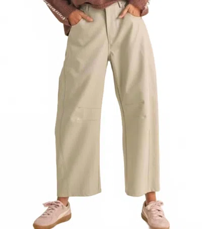 If So Women's Faux Leather Barrel Pant In Bone In Sand