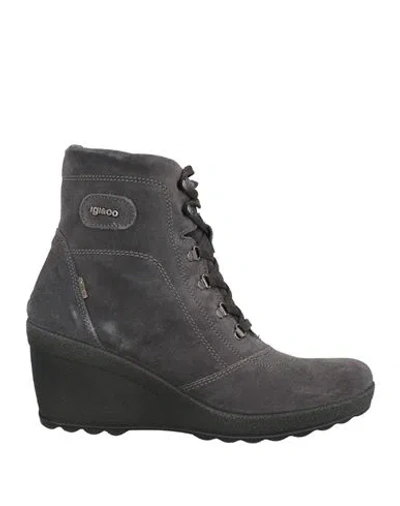 Igi & Co Woman Ankle Boots Grey Size 7 Leather In Black
