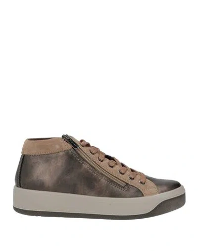 Igi & Co Woman Sneakers Bronze Size 6 Leather In Black