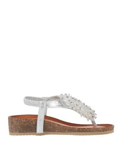Igi & Co Woman Thong Sandal Silver Size 7 Textile Fibers In Multi