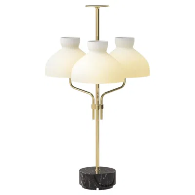 Pre-owned Ignazio Gardella 'arenzano Tre Fiamme' Table Lamp In Black Marble And Chrome