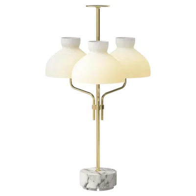 Pre-owned Ignazio Gardella 'arenzano Tre Fiamme' Table Lamp In White Marble And Brass