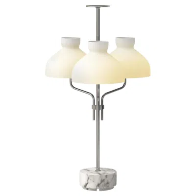 Pre-owned Ignazio Gardella 'arenzano Tre Fiamme' Table Lamp In White Marble And Chrome