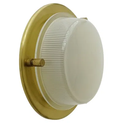Pre-owned Ignazio Gardella Brass And Pressed Glass Wall Lamp Attributed To  For Azucena In Brown