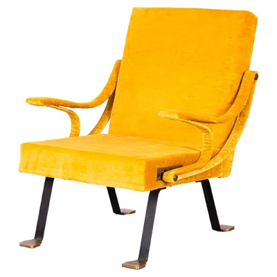 Pre-owned Ignazio Gardella Digamma Armchair By  Upholstery In Yellow Linen Velvet