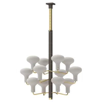 Pre-owned Ignazio Gardella 'galleria' 12-arm Brass And Glass Chandelier For Tato Italia In Transparent