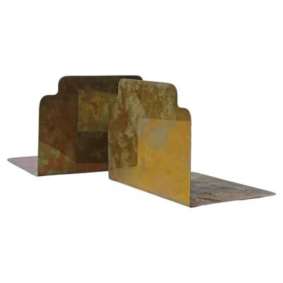 Pre-owned Ignazio Gardella Italian 1950s Architectural Brass Bookends In Brown