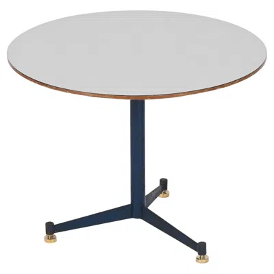 Pre-owned Ignazio Gardella Italian Blue Metal Tripod Side Table With Laminated Top, 1950s
