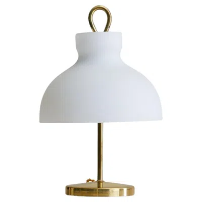Pre-owned Ignazio Gardella Italian Brass + Opaline Glass Table Lamp By  For Azucena, 1950s In Transparent